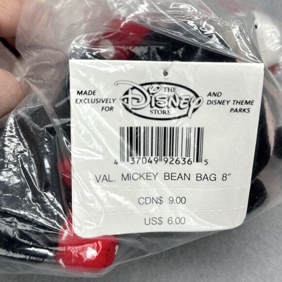 Valentine Mickey and Minnie Mouse The Disney Store Bean Bag 9" Stuffed Toy Plush - Picture 4 of 6